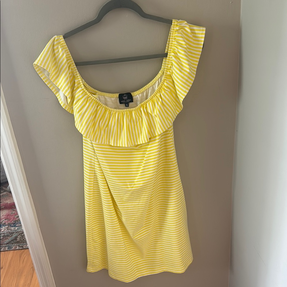 Yellow & White Striped Off-Shoulder Dress
